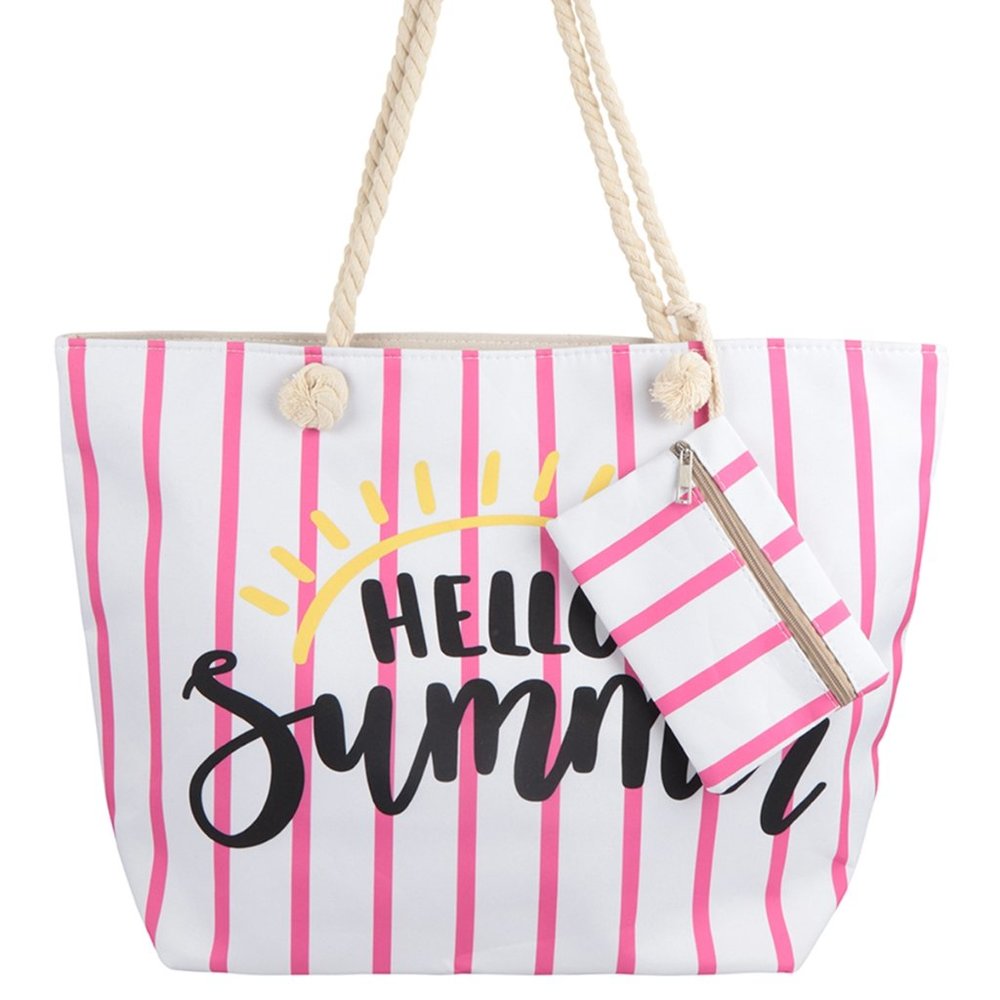 Tote Bag with matching wallet "Hello Summer"   Fushia